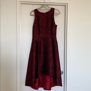 WHBM Red Jacquard High Low dress. Size 10